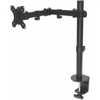Front. Manhattan - Desk Mount for TV & Monitors (Full Motion), For screens 13" to 27" , Clamp fitting to desk, VESA compatability: 75x75mm - Black.