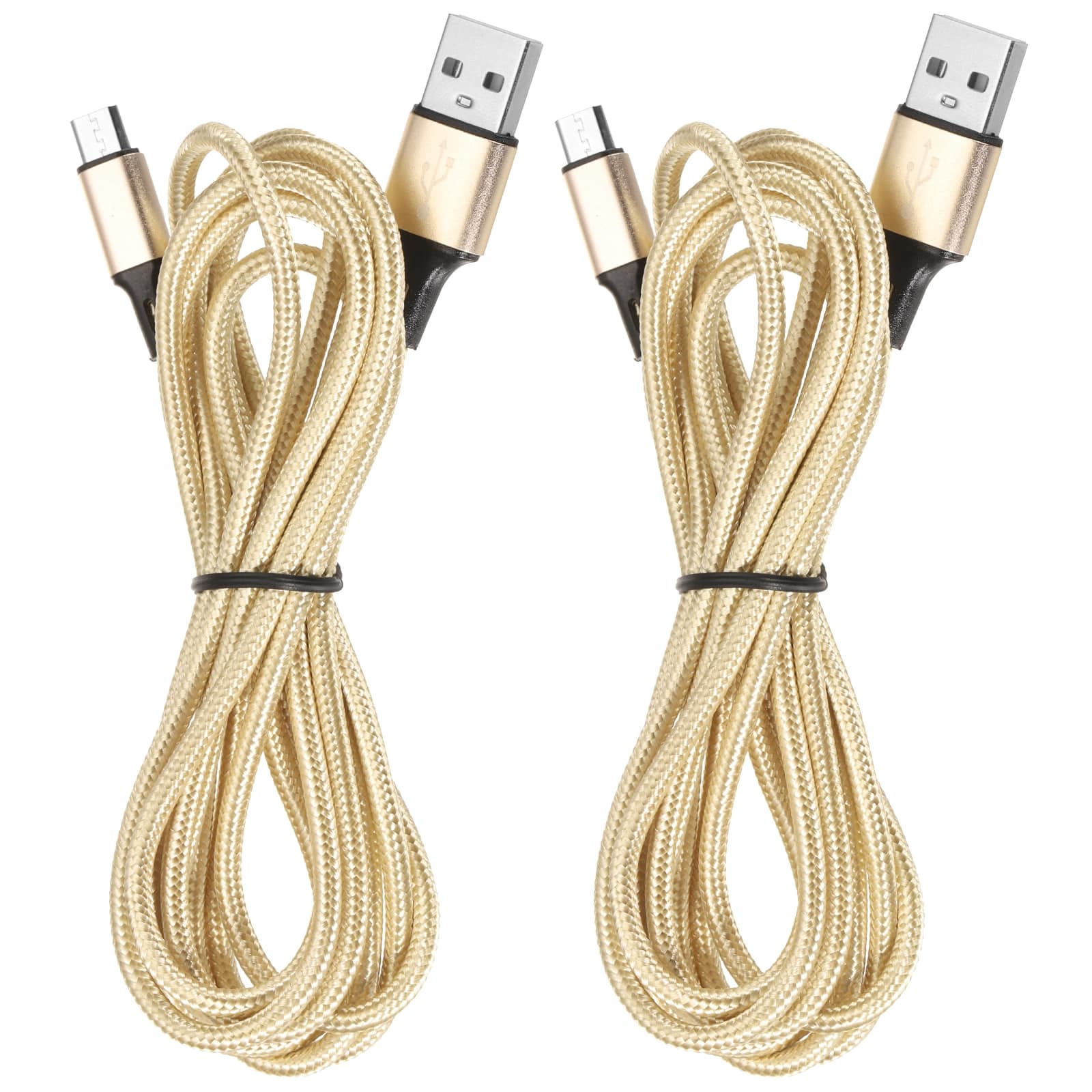 Unique Bargains - 2pcs Controller Charger Cable 6Ft USB A to Micro USB Fast Charging Cord - Gold
