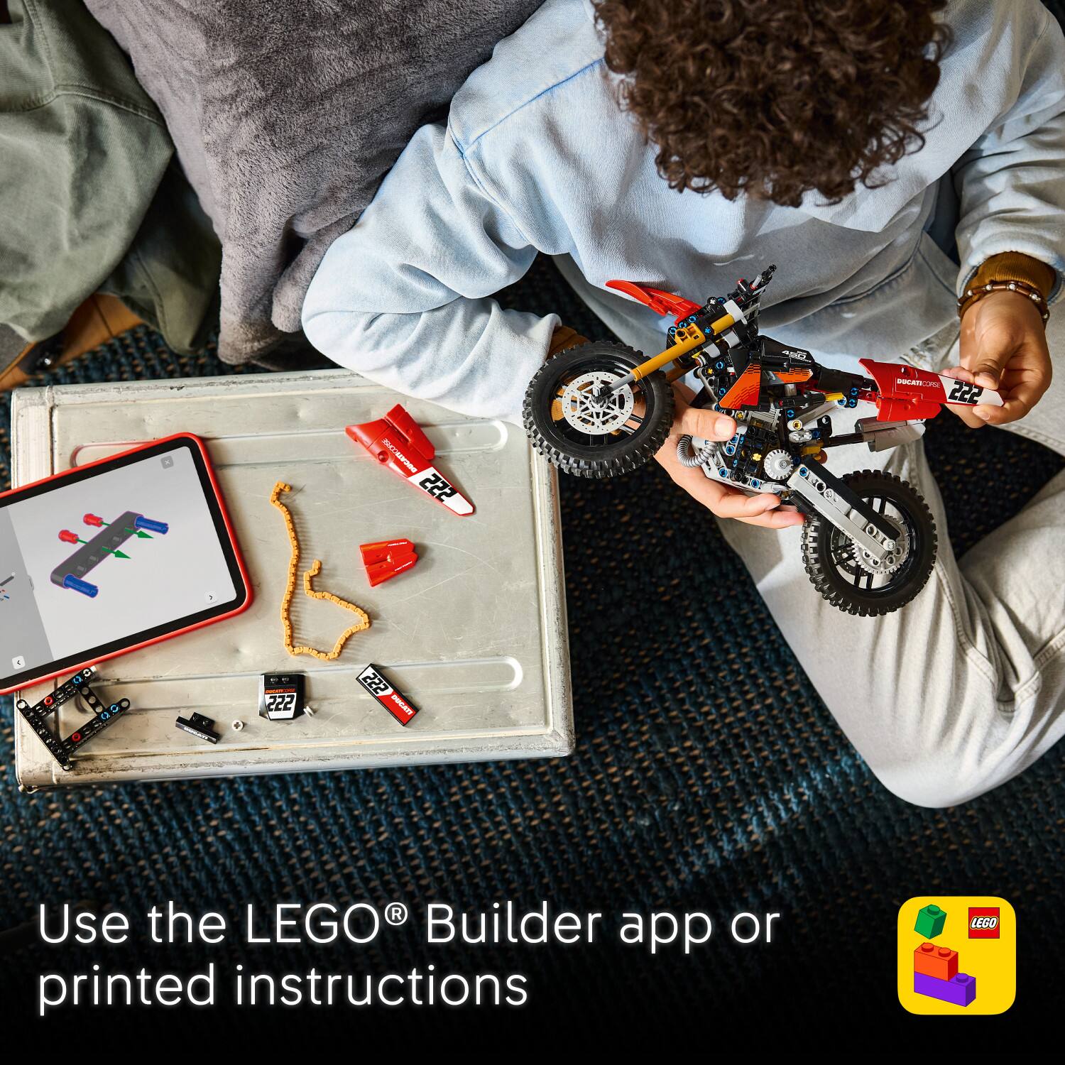 Use the LEGO® Builder app or printed instructions