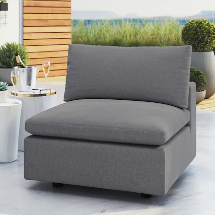 Front. Modway - Commix Sunbrella® Outdoor Patio Armless Chair by Modway - Gray.