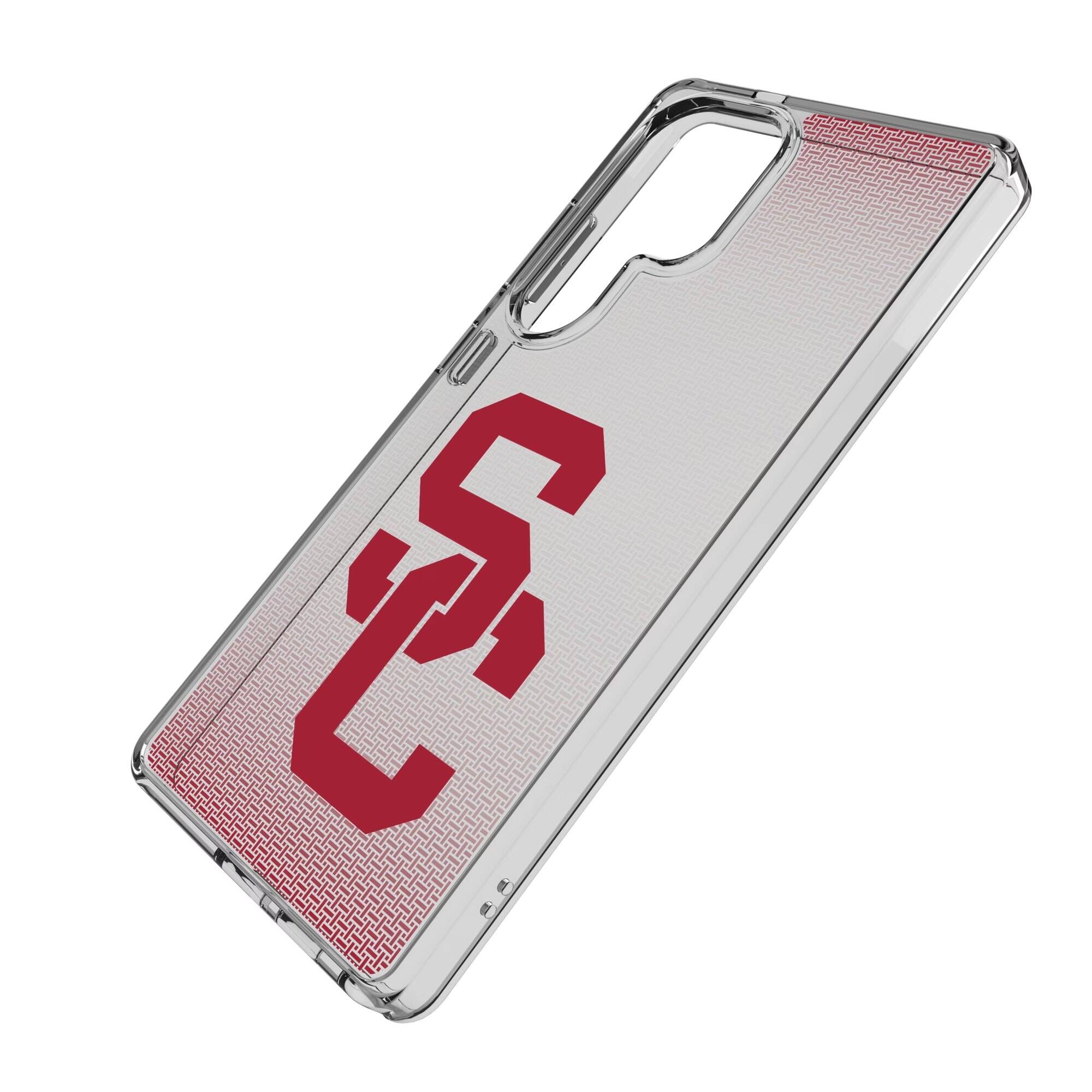 Alt View 1. Keyscaper - USC Trojans Linen Logo Galaxy Clear Case - S25 - Multicolor.