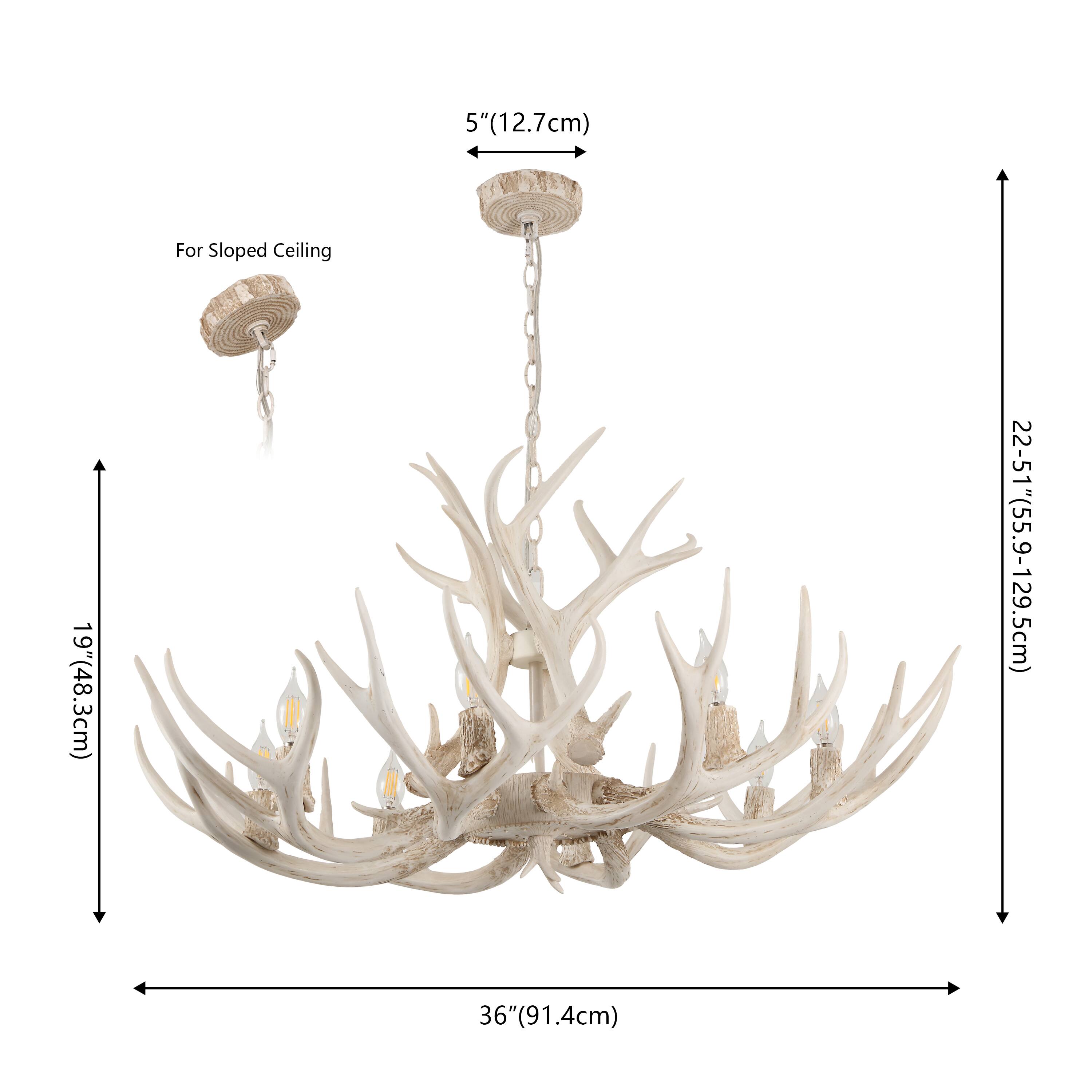 5" (12.7cm) For Sloped Ceiling  
19" (48.3cm)  
22-51" (55.9-129.5cm)  
36" (91.4cm)
