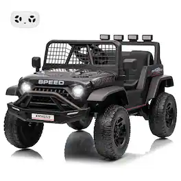 Maxxis Merch - 2-Seater Ride on Truck, 12V Battery Powered Electric Vehicle w/Remote Control, 2 Speeds, Ride on Car for Kids - Black