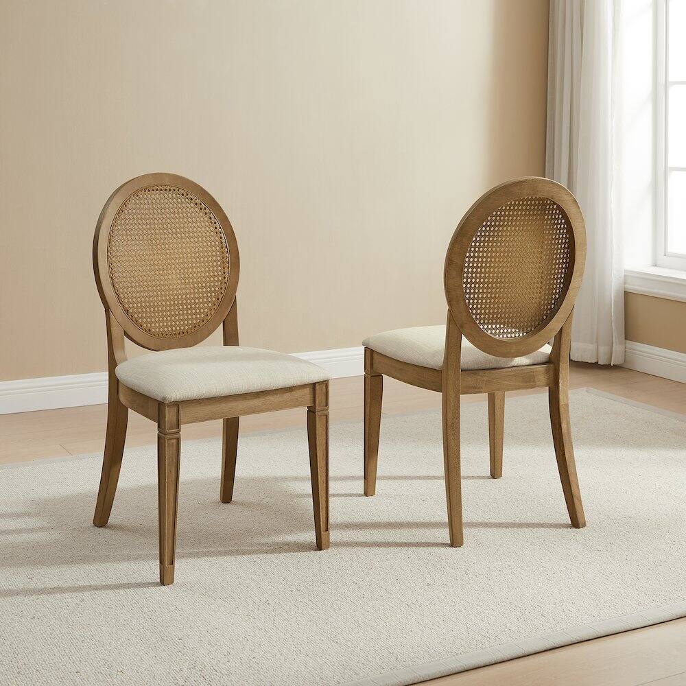 Alt View 2. Crosley Furniture - Katia 2-Piece Upholstered Cane-Back Dining Chair Set In Driftwood - Brown.