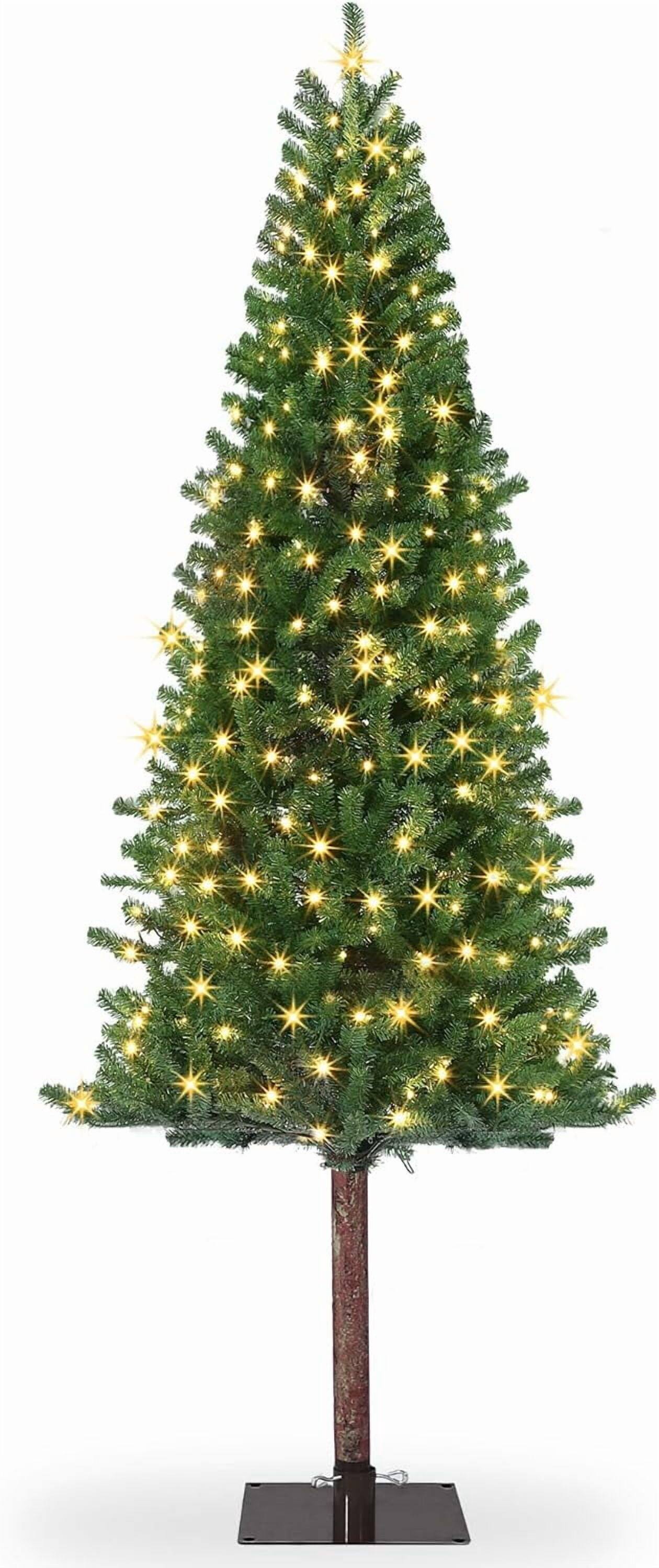 Alt View 2. GARVEE - 7.5ft Pre-Lit Slim Pencil Christmas Tree with LED Lights, Warm White Twinkle, Metal Stand for Holiday Home Decor - 7.5ft.