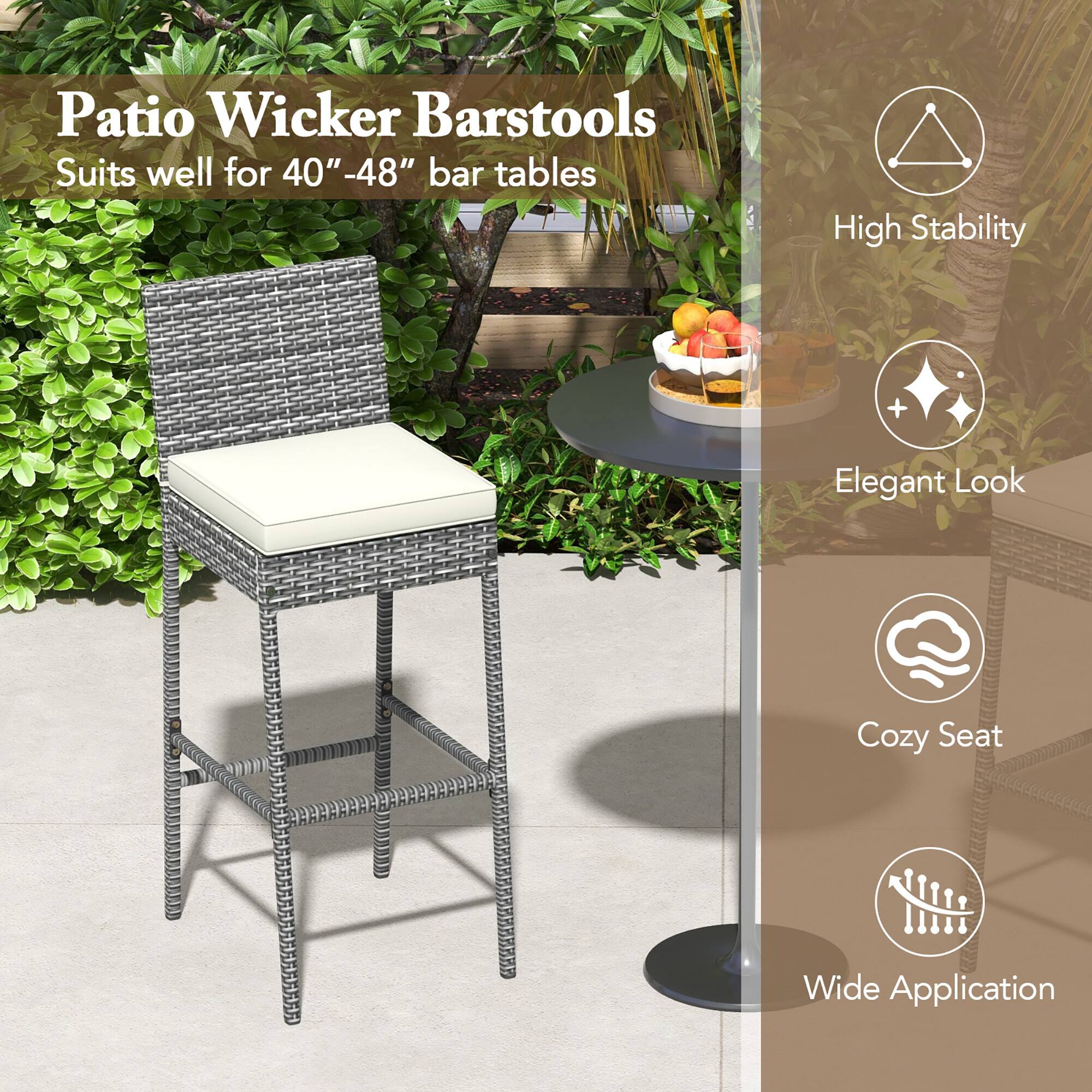 Patio Wicker Barstools

Suits well for 40" - 48" bar tables

- High Stability
- Elegant Look
- Cozy Seat
- Wide Application