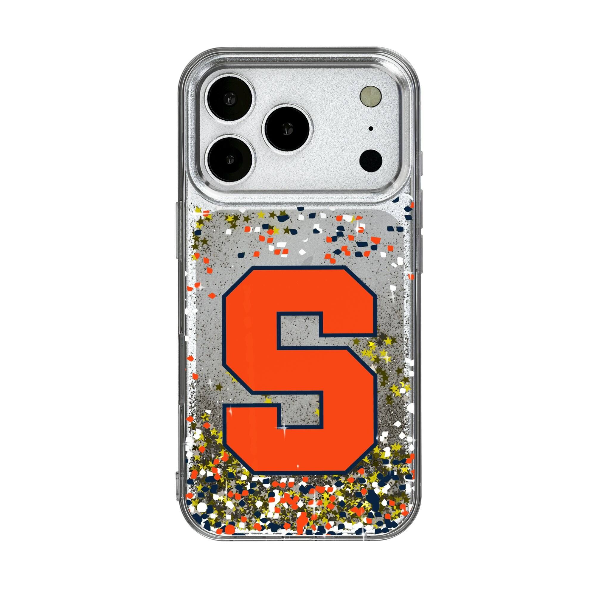 Front. Keyscaper - Syracuse Orange iPhone Glitter Confetti Design Case - 14 Pro - Multicolor.