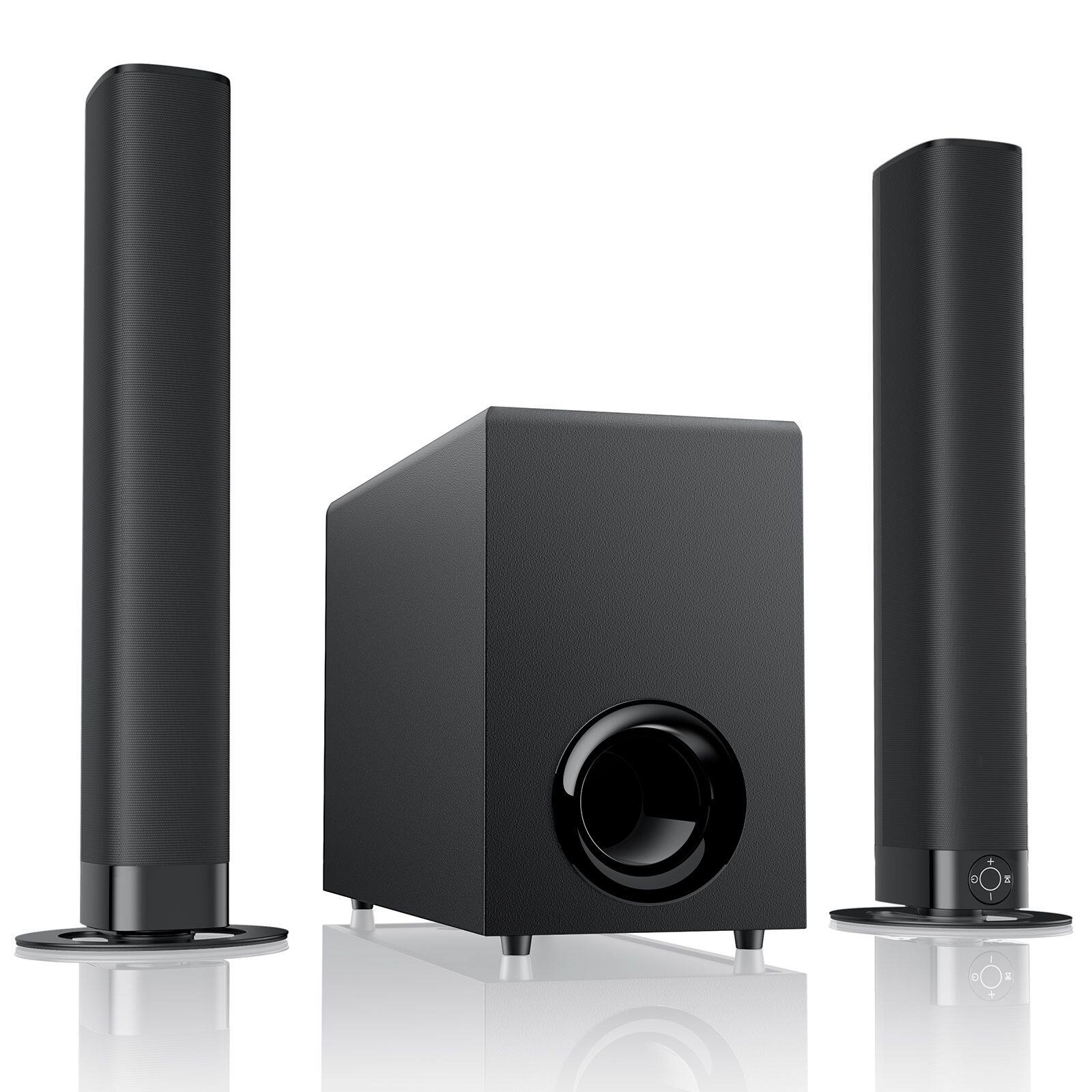 COWIN - 120W Sound Bar with Subwoofer 5.0 Bluetooth Soundbar for Smart TV 2 in 1 Detachable TV Sound Bar - Black