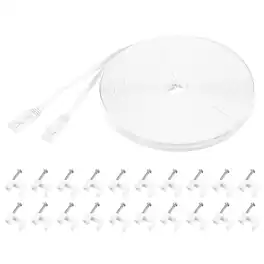 Unique Bargains - Cat 6 Ethernet Cable 32AWG 250MHz Flat High Speed RJ45 Network Patch Cord with Clips - White