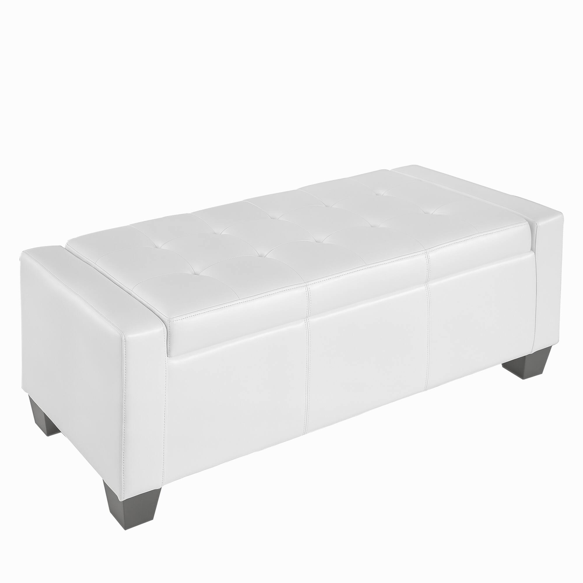 Front. Homcom - Large 51" Tufted Faux Leather Storage Ottoman Bench - White.