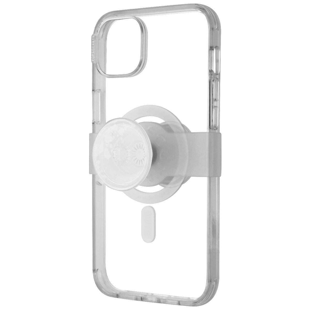 Angle. PopSockets - Case for MagSafe with Grip and Slide for iPhone 14 Plus - Clear - Clear.