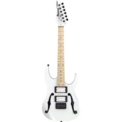 Front. Ibanez - Ibanez Paul Gilbert Signature PGMM31 Electric Guitar, Maple Fretboard,White.