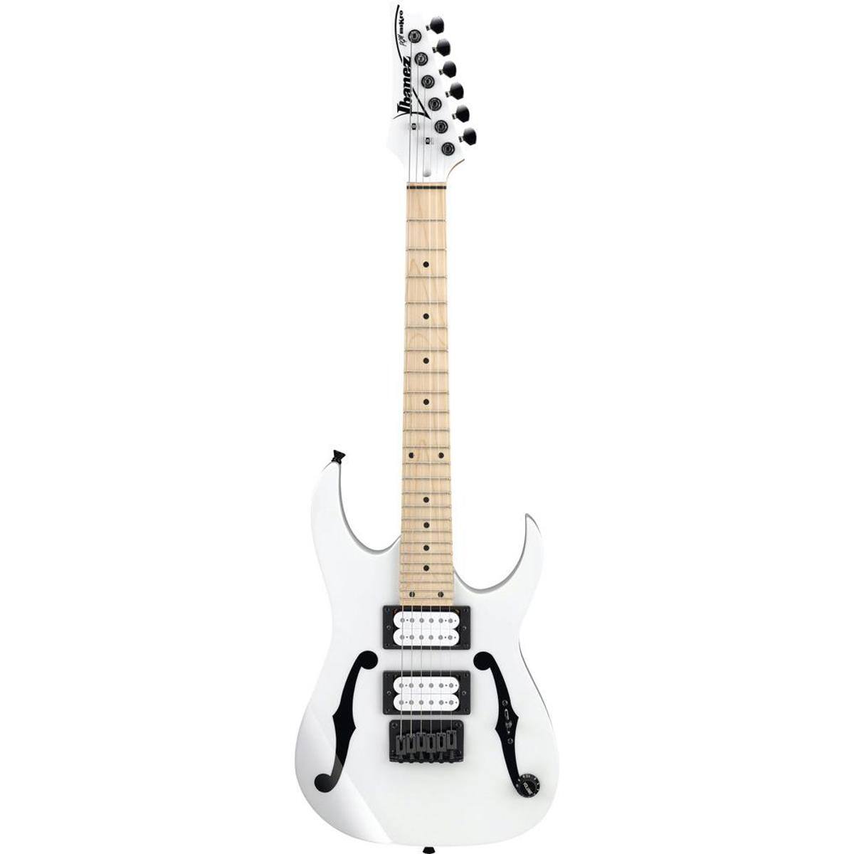 Front. Ibanez - Ibanez Paul Gilbert Signature PGMM31 Electric Guitar, Maple Fretboard,White.