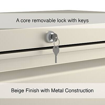 A core removable lock with keys  
Beige finish with metal construction