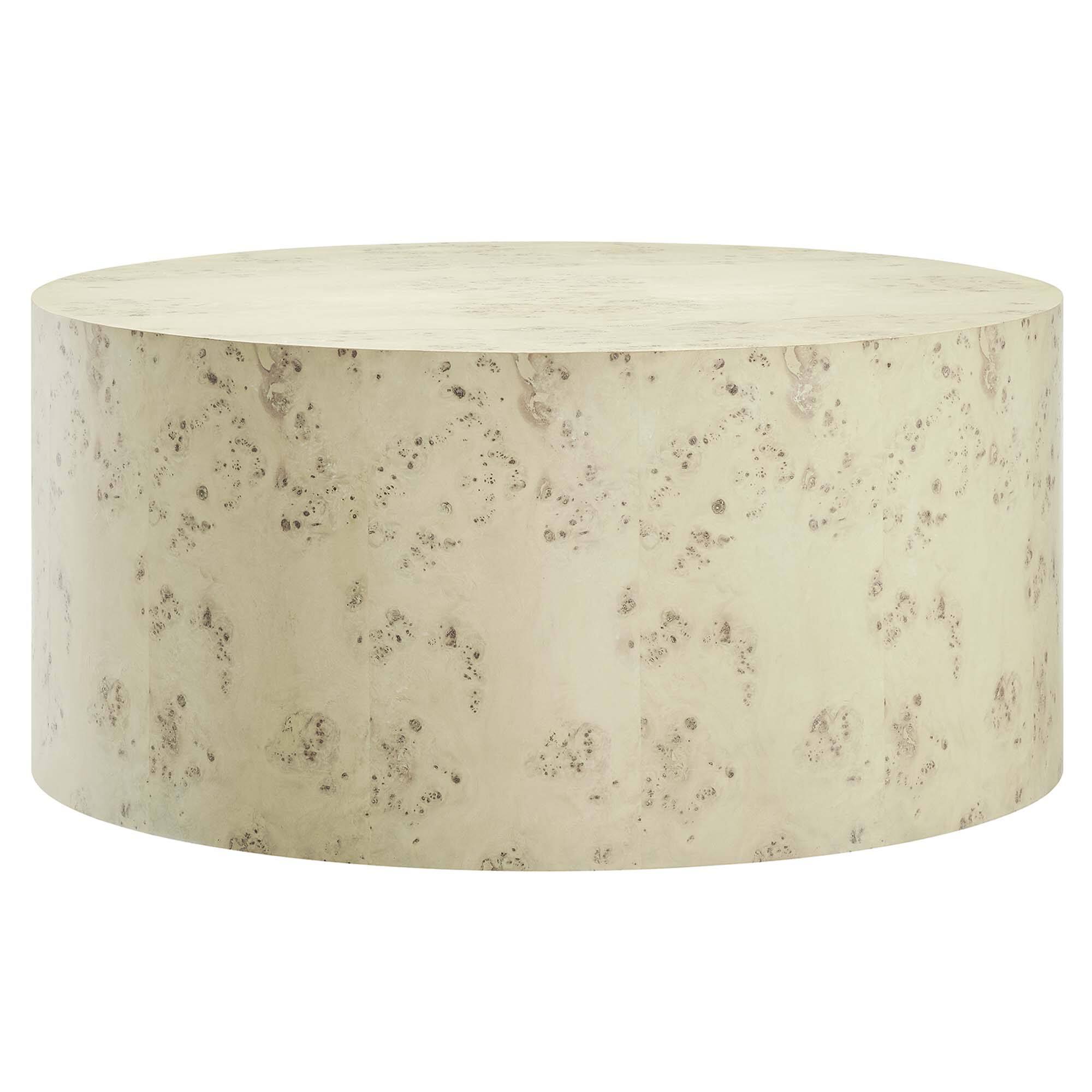 Angle. Modway - Cosmos 35" Round Burl Wood Coffee Table by Modway - Bleached Burl.