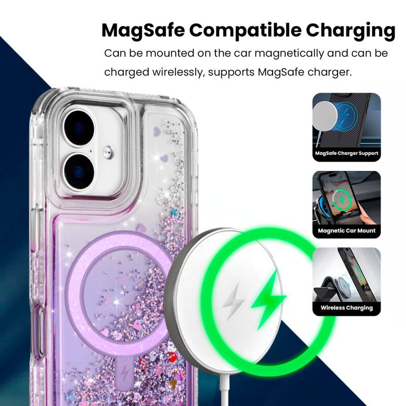 MagSafe Compatible Charging

Can be mounted on the car magnetically and can be charged wirelessly, supports MagSafe charger.

- MagSafe Charger Support
- Magnetic Car Mount
- Wireless Charging
