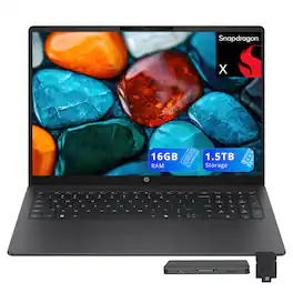 HP - OmniBook 3 16" 2K Copilot+ PC Laptop,Snapdragon X X1-26-100,16GB RAM,512GB SSD+1TB Dock,Backlit,Win 11 - Mica Silver