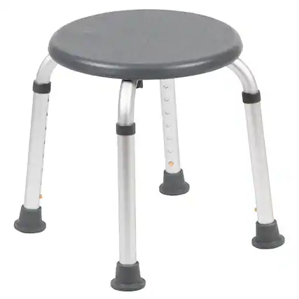 Front. Emma + Oliver - Tool-Free 300 Lb. Capacity, Adjustable Bath & Shower Stool - Gray.