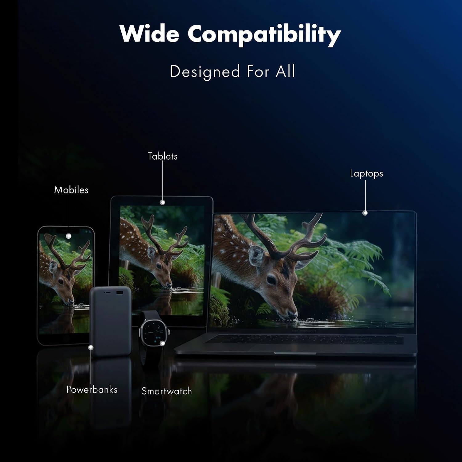 Wide Compatibility  
Designed For All  
Mobiles  
Tablets  
Laptops  
Powerbanks  
Smartwatch