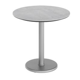 Emma + Oliver - PureShield Indoor Outdoor Tabletop with Seam-Free Surface Innovation and Cast Iron Bistro Table Base - Gray Faux Concrete/Silver Base