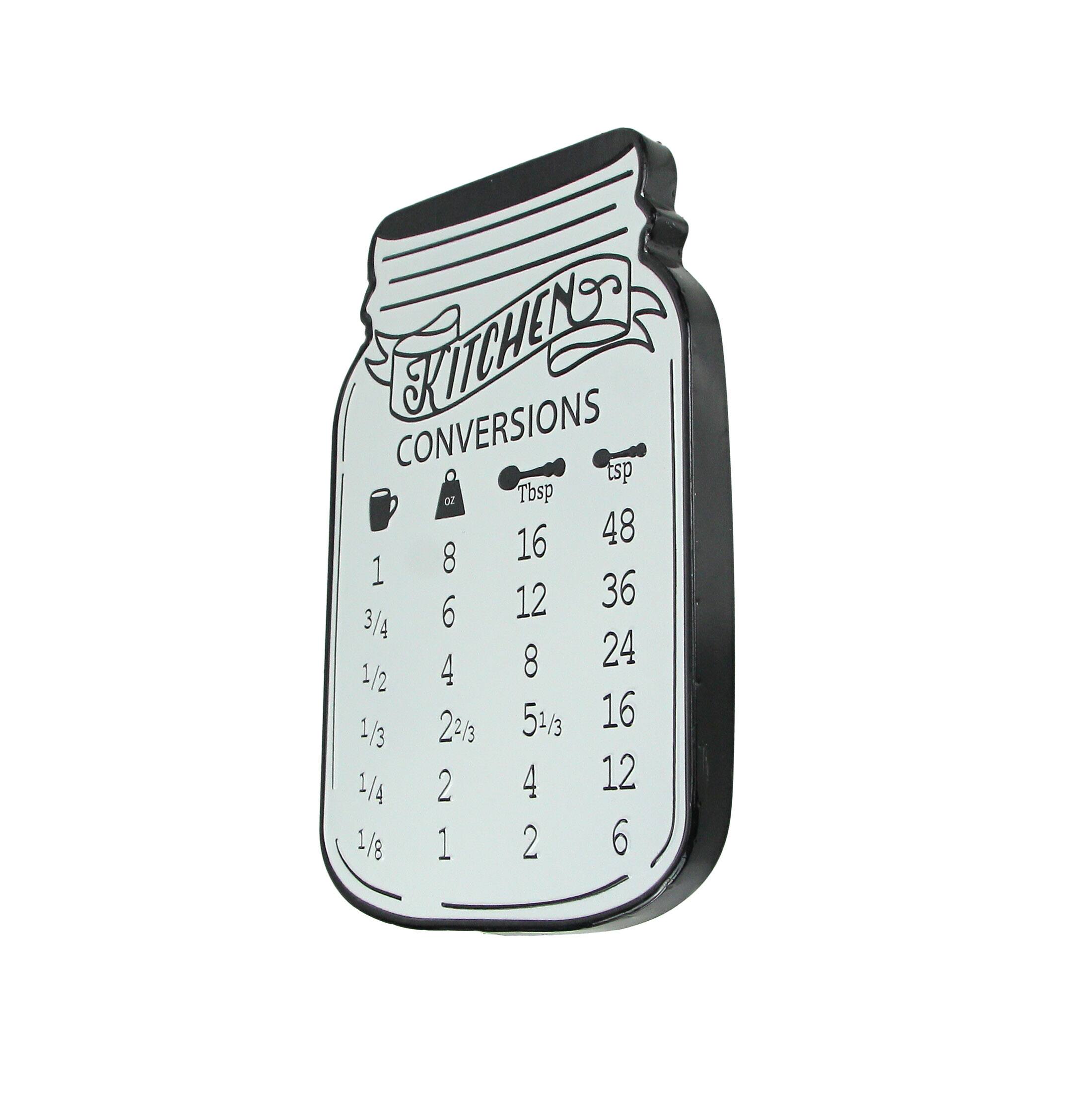 Sure, here is the corrected and grouped text from the image:

**KITCHEN CONVERSIONS**

- **1 cup** = 16 Tbsp = 48 tsp
- **3/4 cup** = 12 Tbsp = 36 tsp
- **1/2 cup** = 8 Tbsp = 24 tsp
- **1/3 cup** = 5 1/3 Tbsp = 16 tsp
- **1/4 cup** = 4 Tbsp = 12 tsp
- **1/8 cup** = 2 Tbsp = 6 tsp

- **1 Tbsp** = 3 tsp
- **1 tsp** = 1 tsp