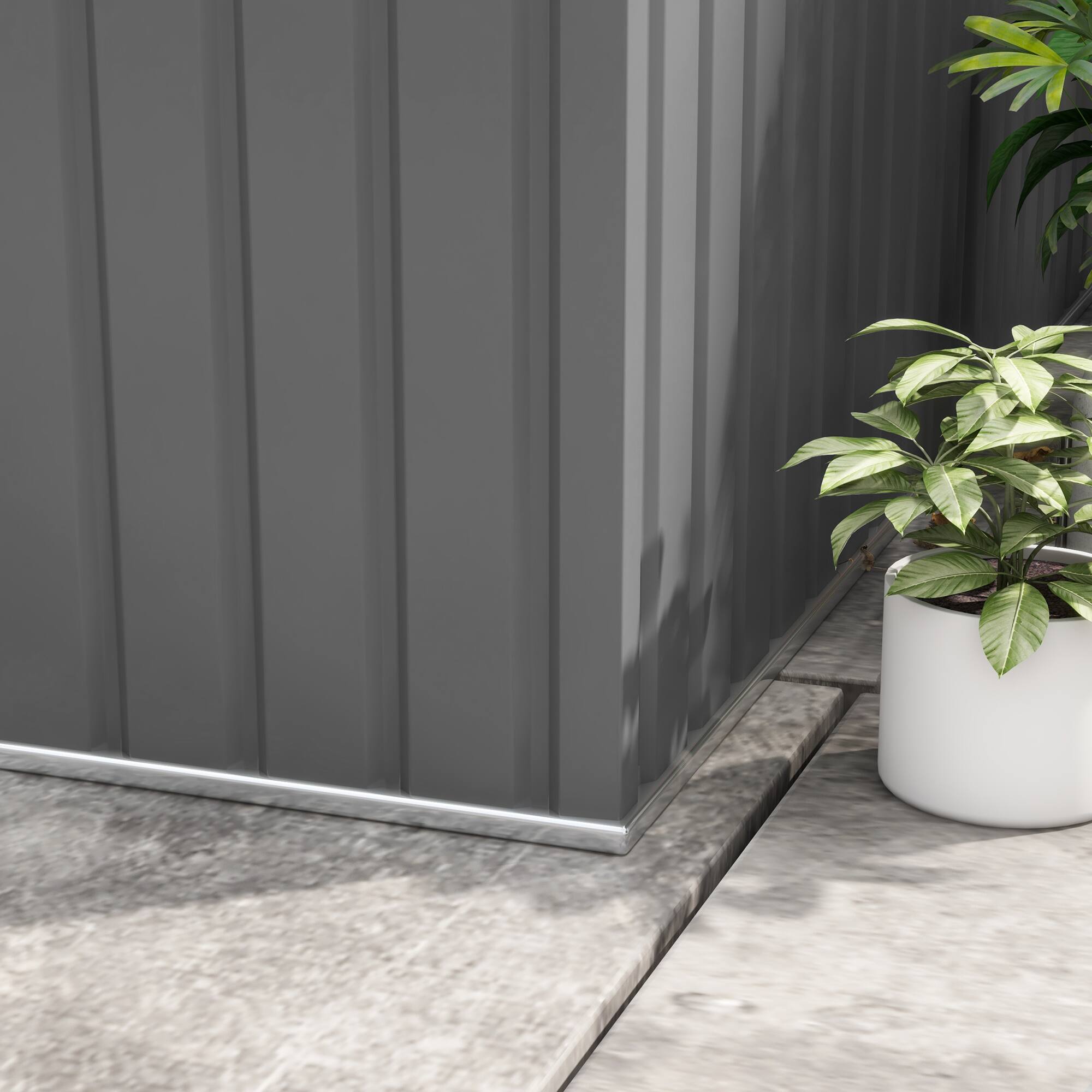 Alt View 8. Outsunny - 11' x 9' Outdoor Storage Shed, Garden Tool Metal Shed with Foundation Kit, Double Lockable Door.