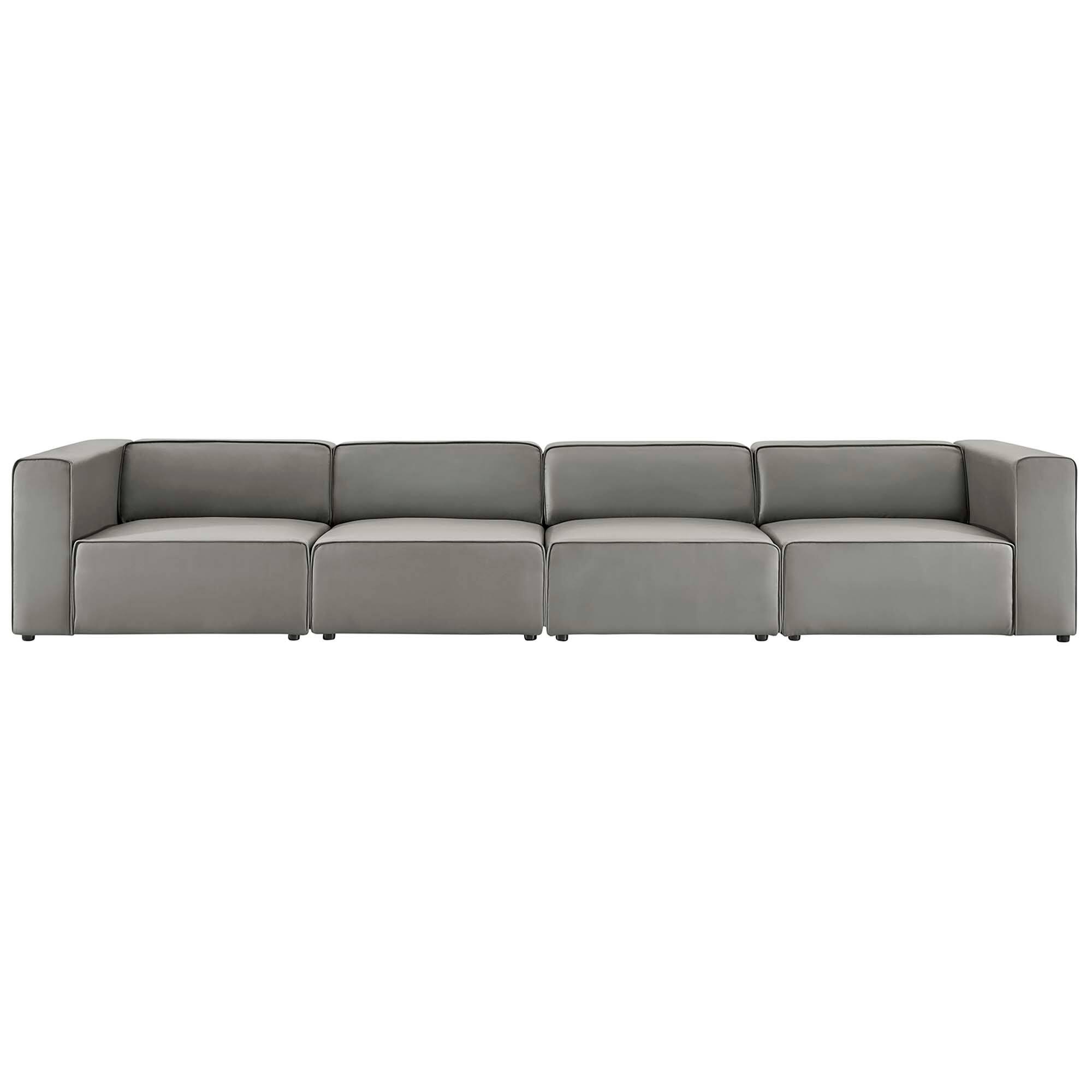 Angle. Modway - Mingle 4-Piece Vegan Leather Sectional Sofa by Modway - Gray.