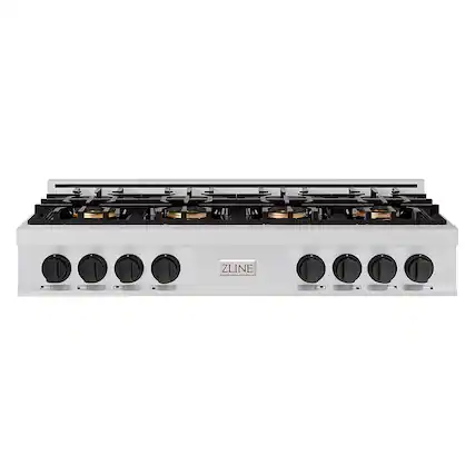 Front. ZLINE - 48 in. Wide 8 Burner Autograph Classic Rangetop with DuoPro Burners and Black Accents (PCRTZ-48-MB) - Stainless Steel.