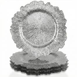 American Atelier - Reef Glass 13" Charger Plate 4-Piece Set - Silver