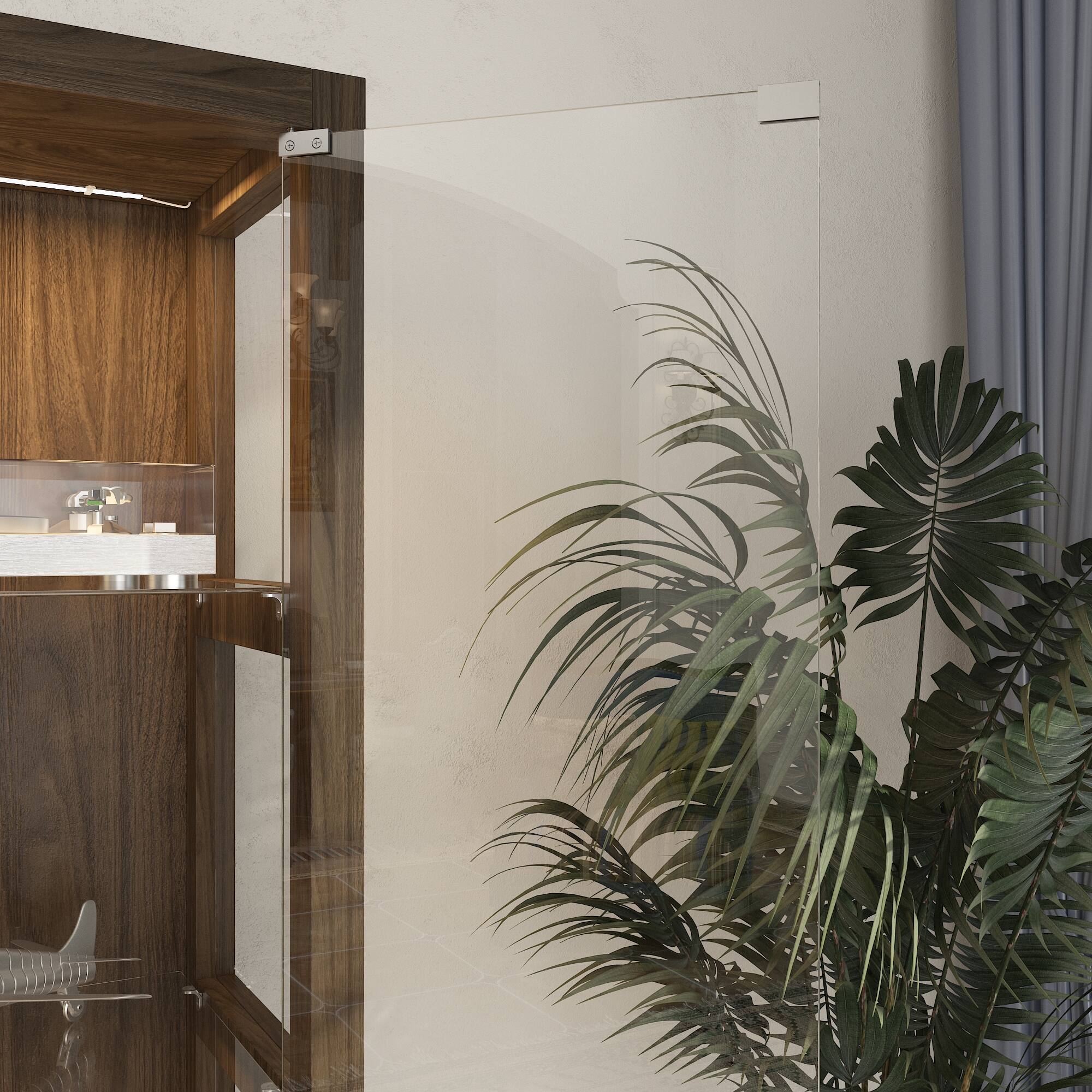 Alt View 7. Famapy - Famapy Luxury Tempered Glass Door Display Cabinet with Press - Open & LED Lighting - Brown.