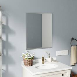 BreeBe - Revamp Your Bathroom with This Compact Yet Stunning 24-inch Aluminum Silver Mirror - White