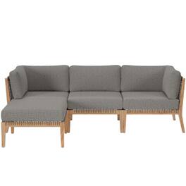 Modway - Clearwater 4-Piece Outdoor Patio Teak Wood Sectional Sofa - Gray Graphite