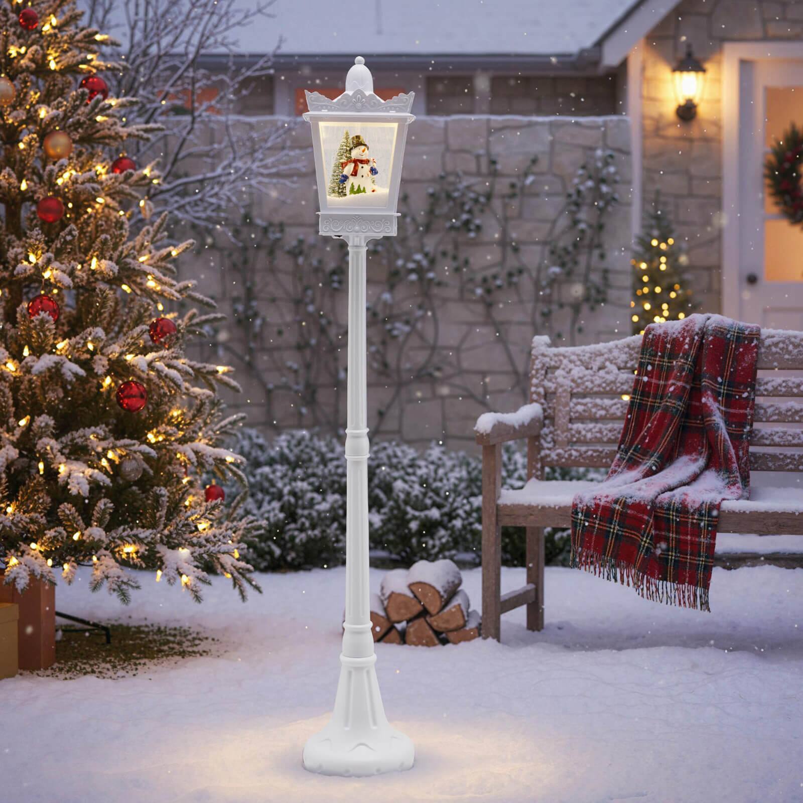 Alt View 5. Costway - Costway 8 ft Christmas Streetlight with Warm White LED Lights Snowy Effects Santa Scene - White.