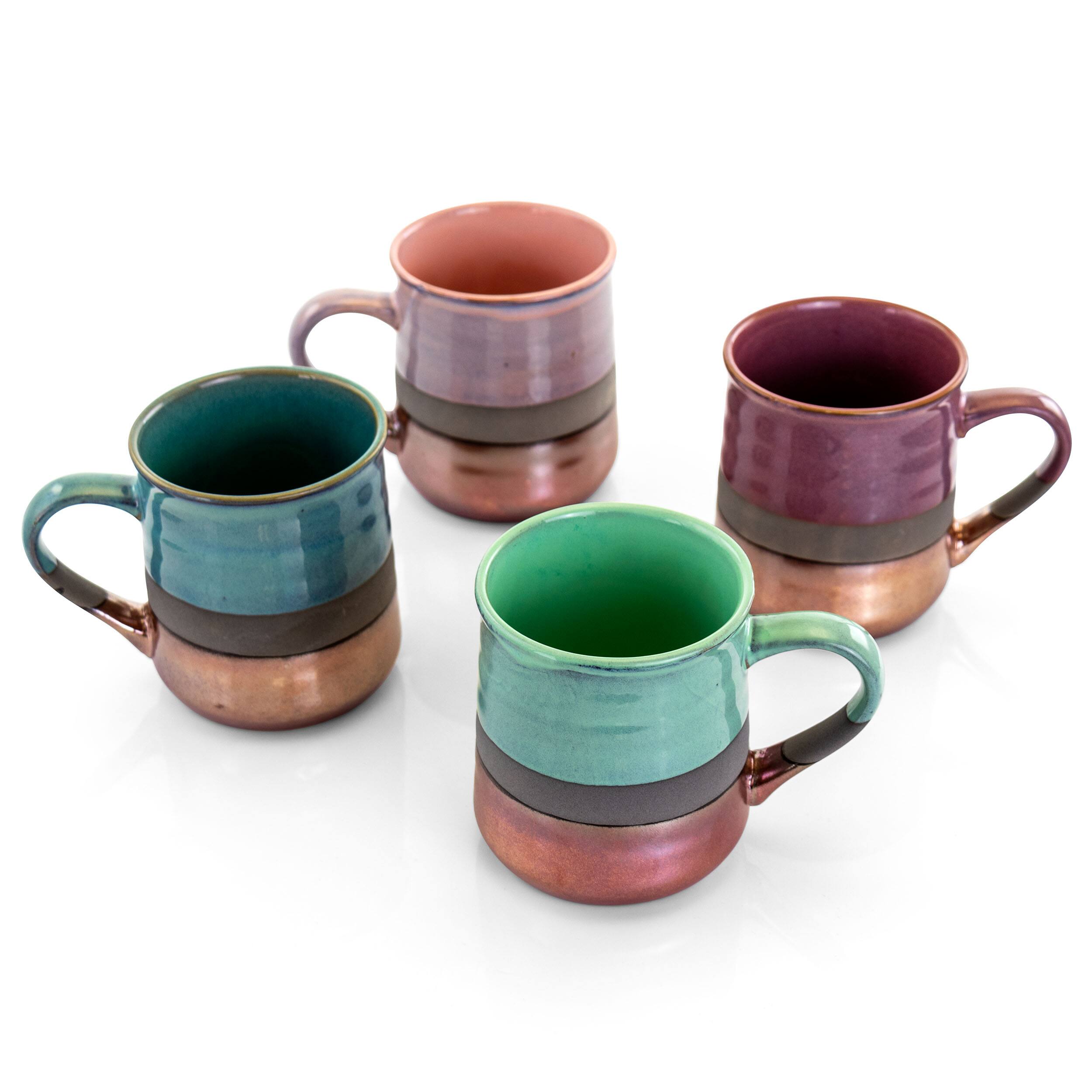 Gibson - Home Copper Tonal 4 Piece 18 Ounce Round Stoneware Mug Set Colors - Assorted