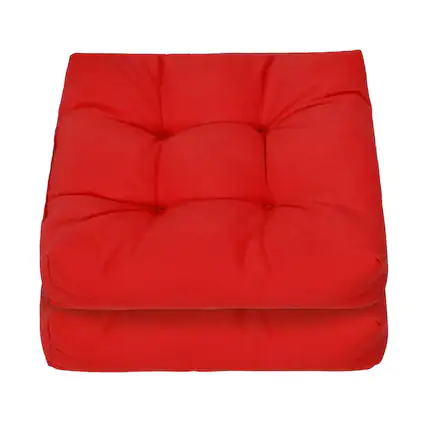 Front. Gymax - Gymax Set of 2 Square Seat Chair Cushion Pad Waterproof Indoor Outdoor Red - Red.