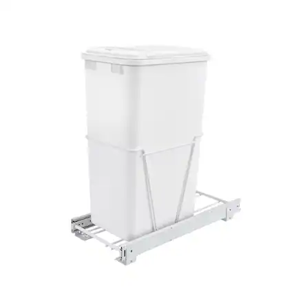 Front. Rev-A-Shelf - Rev-A-Shelf Pullout 50 qt. Sliding Trash Can for Kitchen, White, RV-12PB-50 S - White.