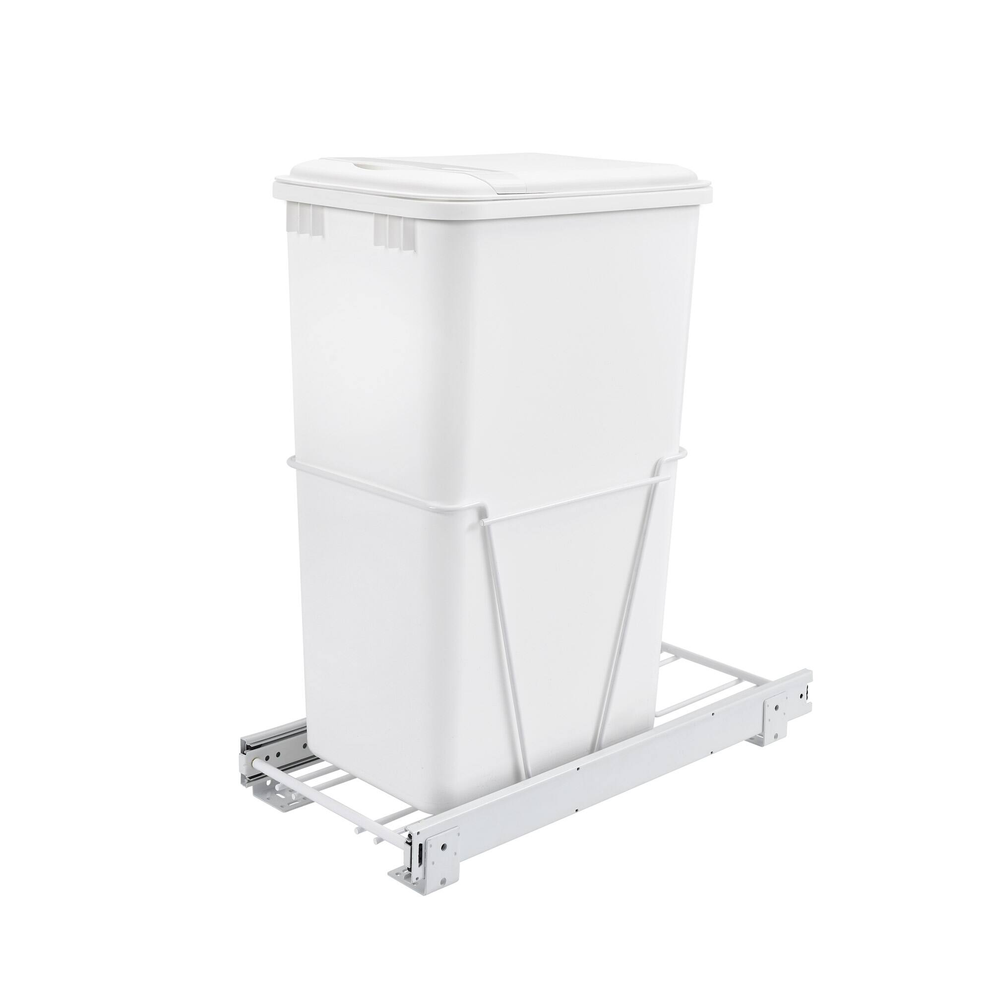 Front. Rev-A-Shelf - Rev-A-Shelf Pullout 50 qt. Sliding Trash Can for Kitchen, White, RV-12PB-50 S - White.