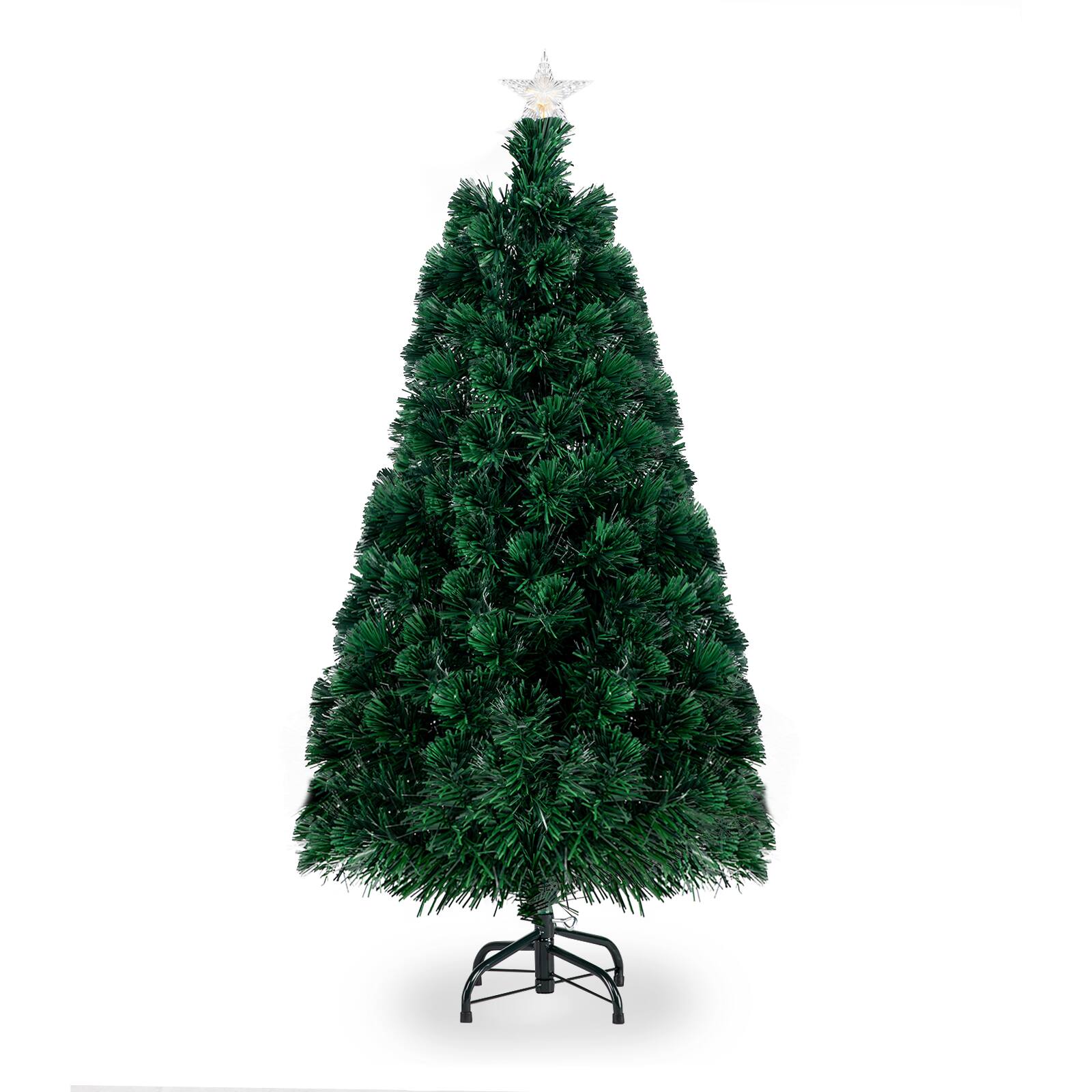 Left. VAVSEA - 6ft Top With Stars PVC Material Fiber Optics 230 Branches Christmas Tree Green - Green.