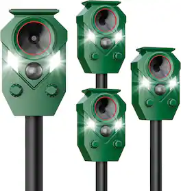 Yardgrace - 4 Pack SolarPowered Ultrasonic Animal Repeller MotionSensor Waterproof Yard Garden Repel Deer Raccoons Rabbits Cats - Green