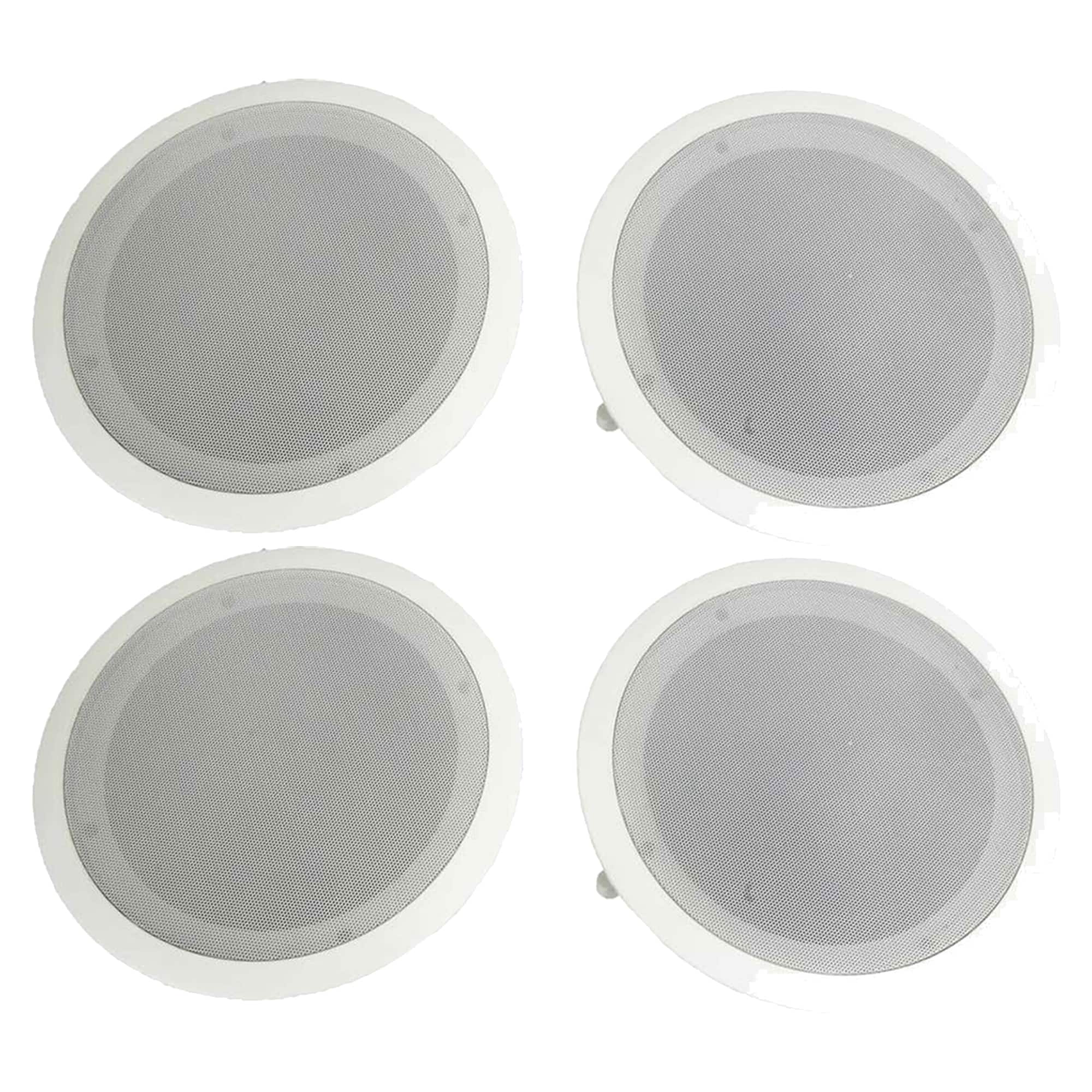 Pyle - Home PDIC Series 8" 250W Round Flush Mount Wall Ceiling Speakers (4 Pack) - White