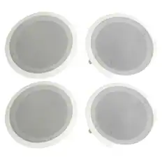Front. Pyle - Pyle Home PDIC Series 8" 250W Round Flush Mount Wall Ceiling Speakers (4 Pack) - White.