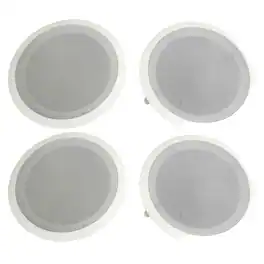 Pyle - Home PDIC Series 8" 250W Round Flush Mount Wall Ceiling Speakers (4 Pack) - White