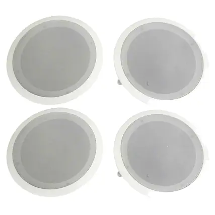 Front. Pyle - Pyle Home PDIC Series 8" 250W Round Flush Mount Wall Ceiling Speakers (4 Pack) - White.