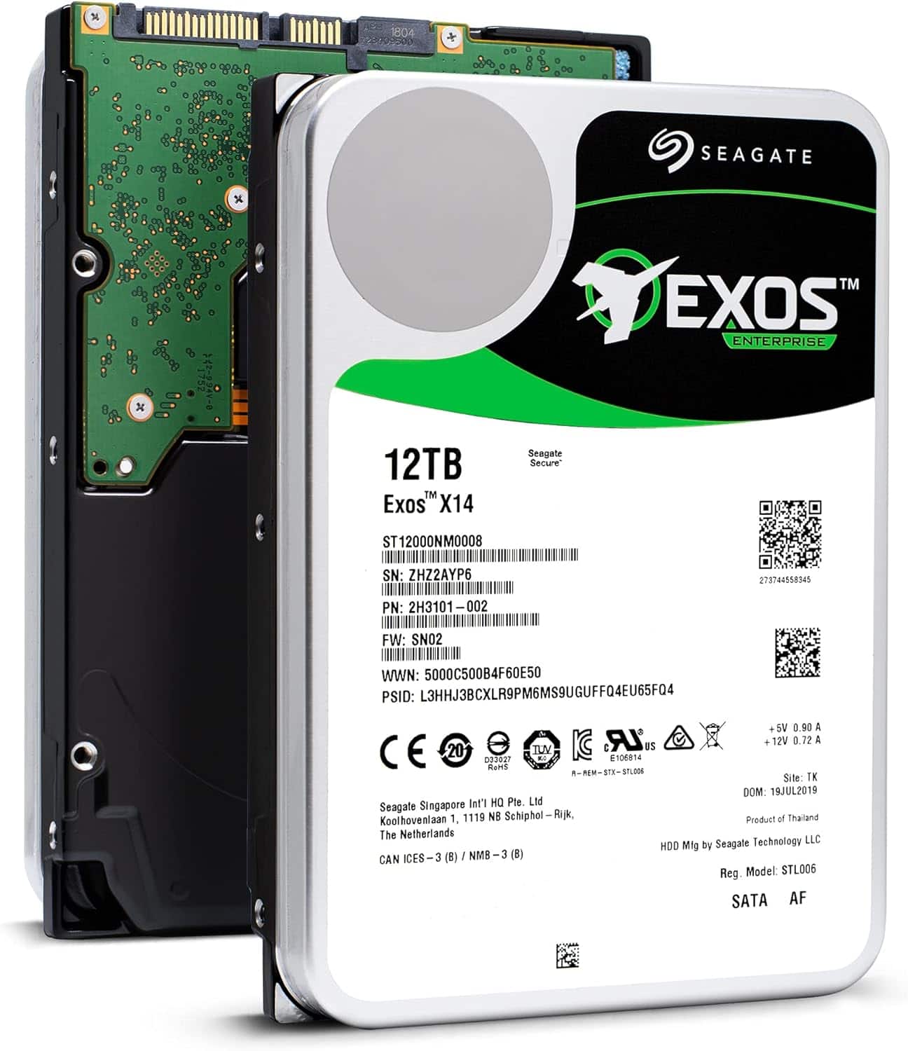 Seagate - 12TB HDD Exos X14 7200 RPM 512e/4Kn SATA 6Gb/s 256MB Cache 3.5-Inch Enterprise Hard Drive (ST12000NM0008) - OEM