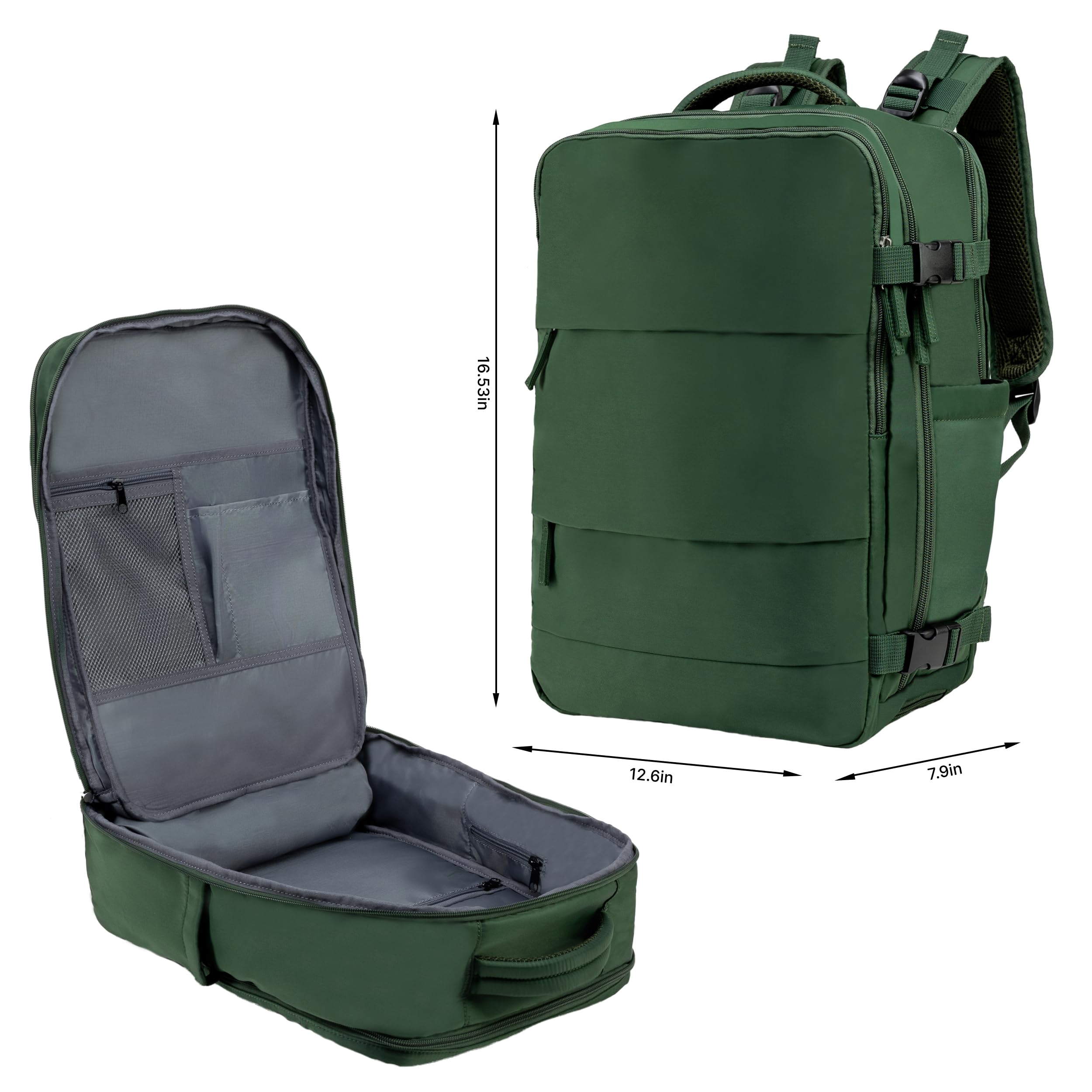 Alt View 2. Cozy Serene - not Made In China  Travel Backpack For Men And Women  Airline Approved Carry On Bag W shoe Compartment Fits 15.6 Inch - Gray-1 Pack-Magellan.