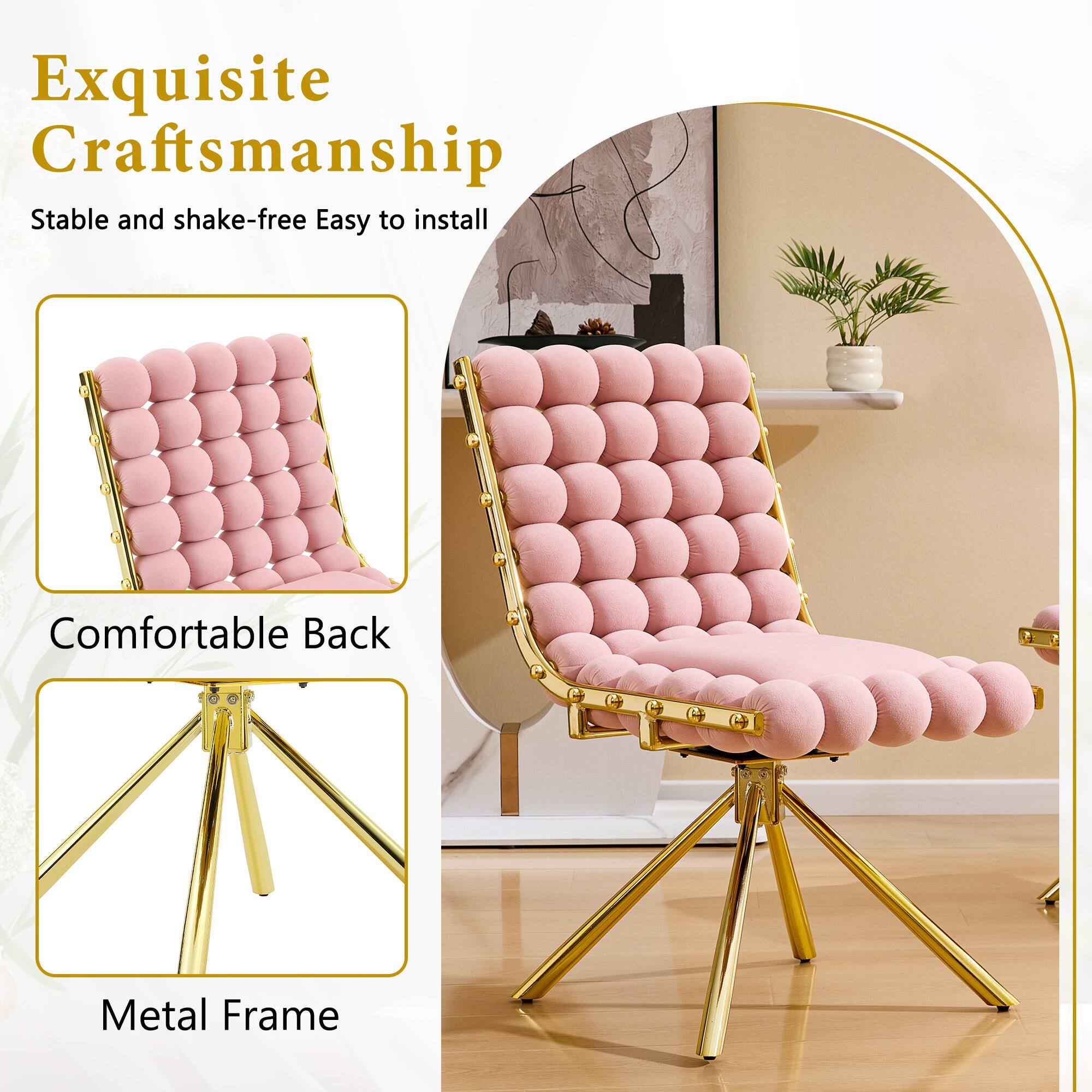 Exquisite Craftsmanship  
Stable and shake-free  
Easy to install  
Comfortable Back  
Metal Frame
