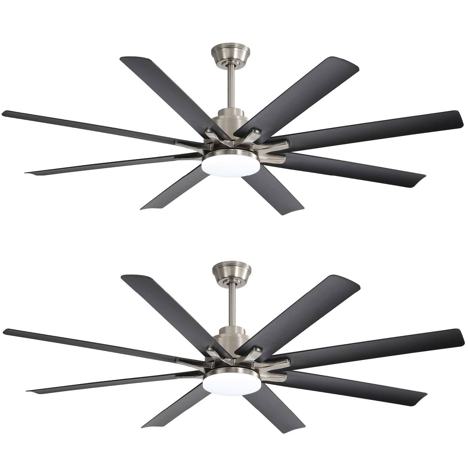 Sofucor - 66 inch Large Nickel Smart APP Ceiling Fan with Light and Remote Control/Phone/Voice Google Alexa for Farmhouse - Nickel - 2 Pack