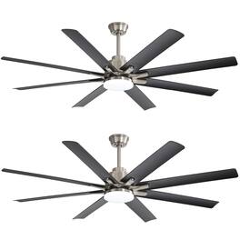 Sofucor - 66 inch Large Nickel Smart APP Ceiling Fan with Light and Remote Control/Phone/Voice Google Alexa for Farmhouse - Nickel - 2 Pack