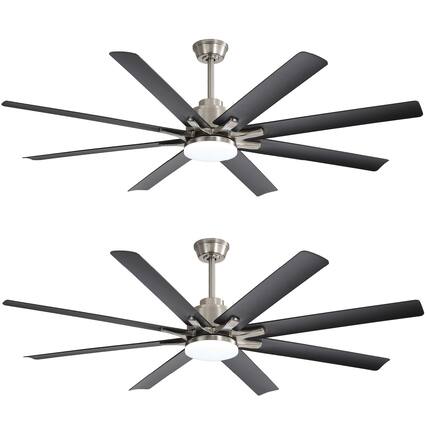 Front. Sofucor - 66 inch Large Nickel Smart APP Ceiling Fan with Light and Remote Control/Phone/Voice Google Alexa for Farmhouse - Nickel - 2 Pack.