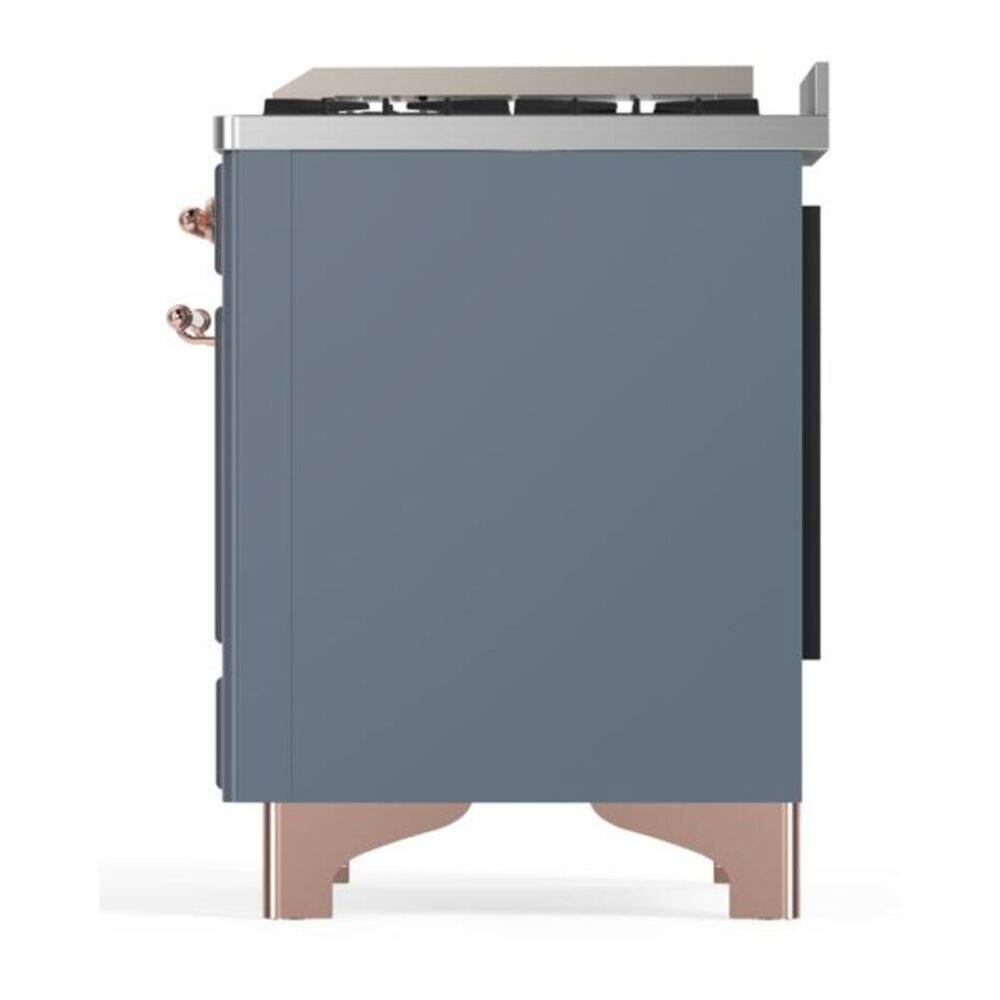Alt View 4. ILVE - ILVE Majestic II 36 inch Dual Fuel Range with 6 Burners + Griddle (Liquid Propane, Blue Grey, Copper Trim) - Blue Grey.
